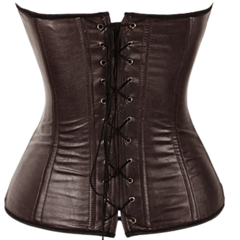 Women's Steampunk Faux Leather Corset With Buckle-Up
