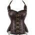 Women's Steampunk Faux Leather Corset With Buckle-Up