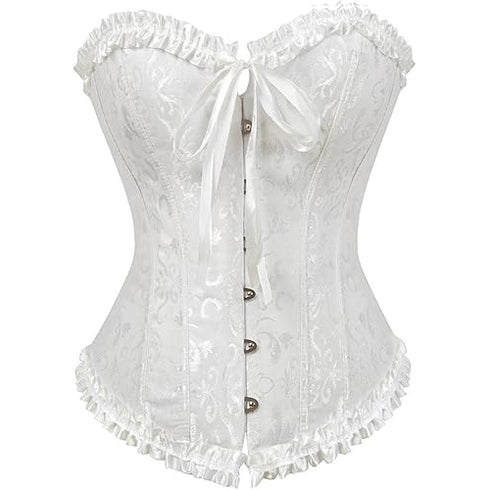 Womens Fashion Satin Classic Sweetheart Brocade Overbust Corset