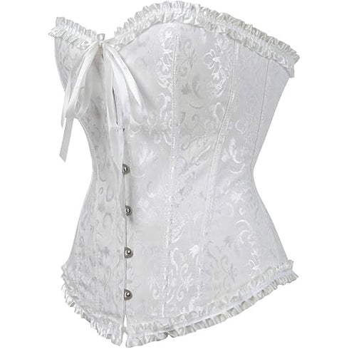 Womens Fashion Satin Classic Sweetheart Brocade Overbust Corset