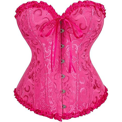 Womens Fashion Satin Classic Sweetheart Brocade Overbust Corset