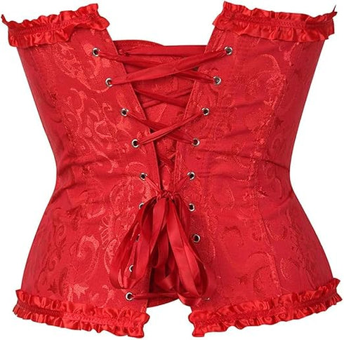 Womens Fashion Satin Classic Sweetheart Brocade Overbust Corset