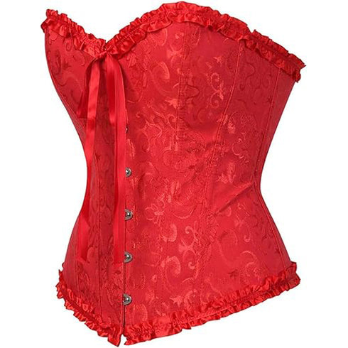 Womens Fashion Satin Classic Sweetheart Brocade Overbust Corset