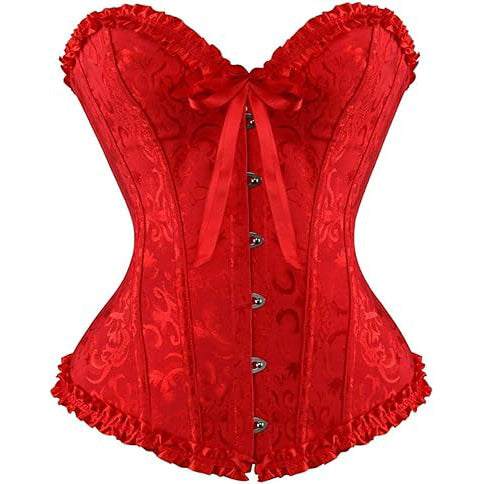 Womens Fashion Satin Classic Sweetheart Brocade Overbust Corset