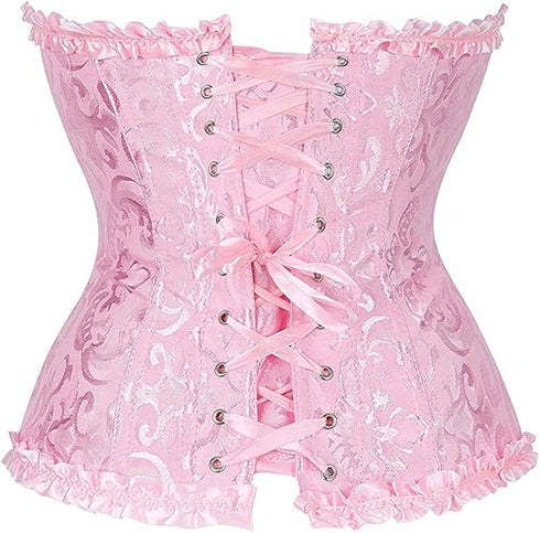Womens Fashion Satin Classic Sweetheart Brocade Overbust Corset
