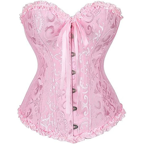 Womens Fashion Satin Classic Sweetheart Brocade Overbust Corset