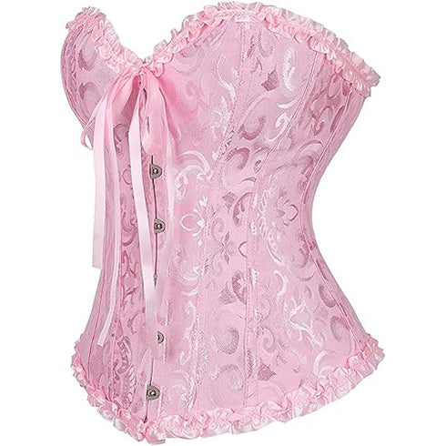 Womens Fashion Satin Classic Sweetheart Brocade Overbust Corset