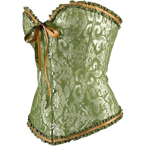 Womens Fashion Satin Classic Sweetheart Brocade Overbust Corset