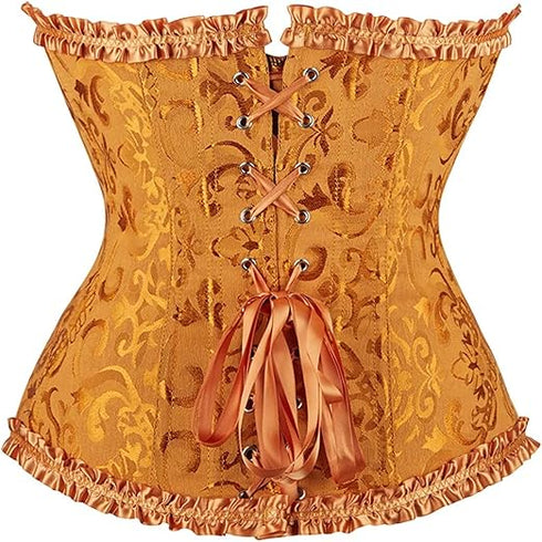 Womens Fashion Satin Classic Sweetheart Brocade Overbust Corset