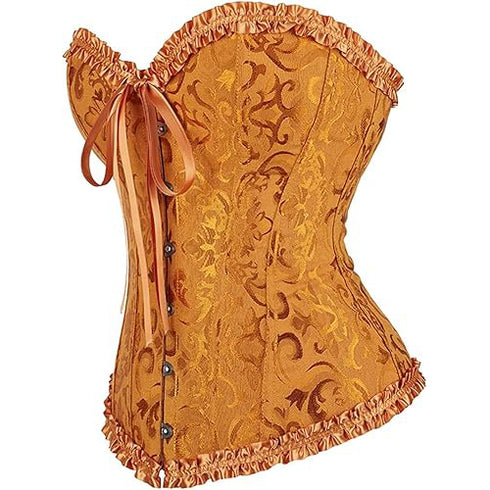 Womens Fashion Satin Classic Sweetheart Brocade Overbust Corset