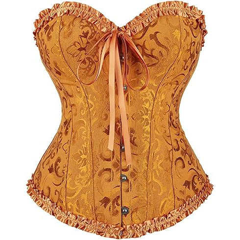 Womens Fashion Satin Classic Sweetheart Brocade Overbust Corset