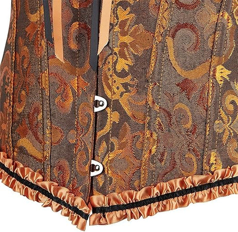 Womens Fashion Satin Classic Sweetheart Brocade Overbust Corset