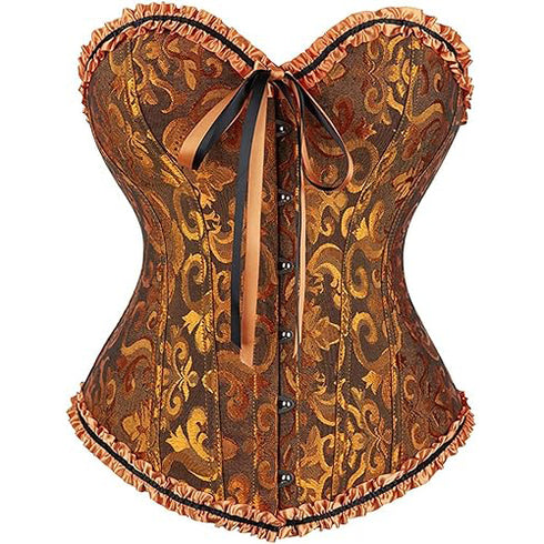 Womens Fashion Satin Classic Sweetheart Brocade Overbust Corset