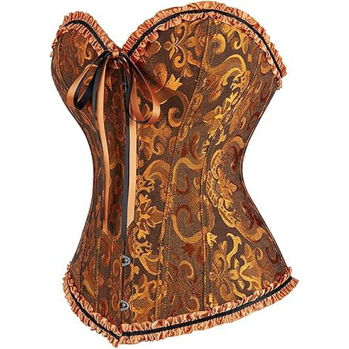 Womens Fashion Satin Classic Sweetheart Brocade Overbust Corset
