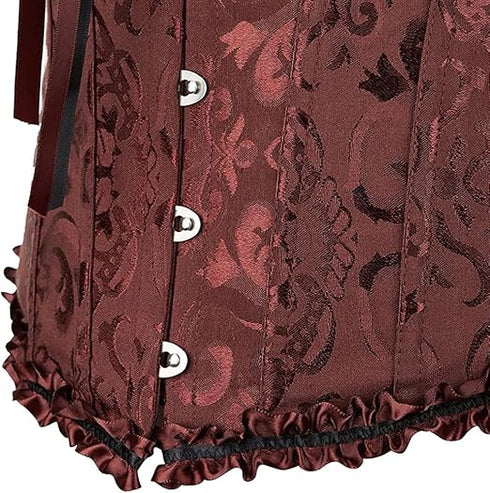 Womens Fashion Satin Classic Sweetheart Brocade Overbust Corset