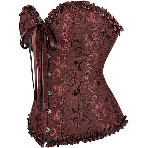 Womens Fashion Satin Classic Sweetheart Brocade Overbust Corset
