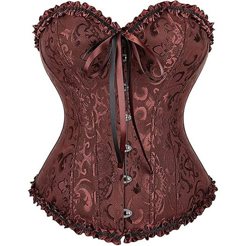 Womens Fashion Satin Classic Sweetheart Brocade Overbust Corset