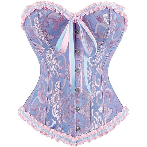 Womens Fashion Satin Classic Sweetheart Brocade Overbust Corset