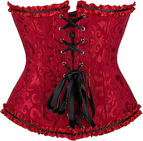Womens Fashion Satin Classic Sweetheart Brocade Overbust Corset