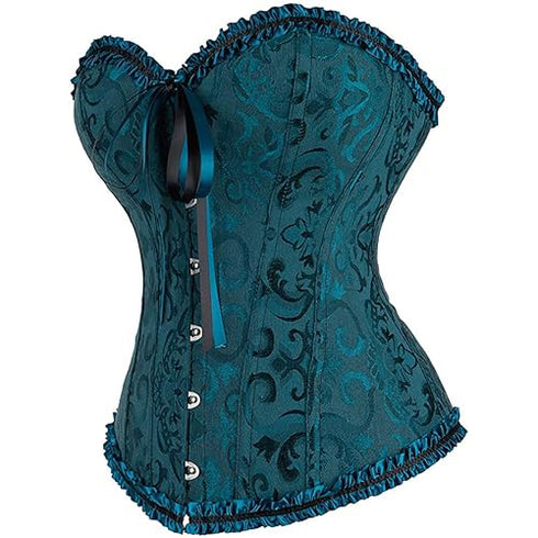 Womens Fashion Satin Classic Sweetheart Brocade Overbust Corset