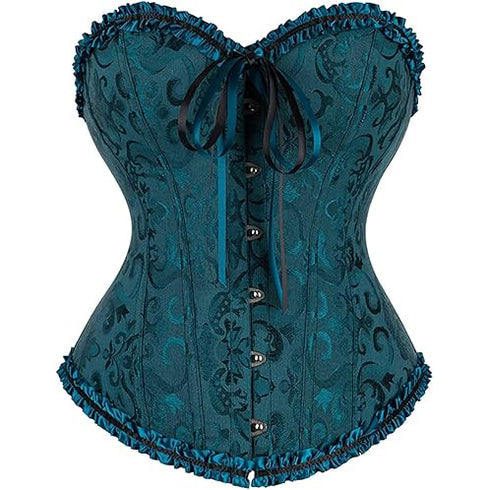 Womens Fashion Satin Classic Sweetheart Brocade Overbust Corset