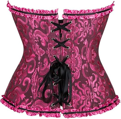 Womens Fashion Satin Classic Sweetheart Brocade Overbust Corset