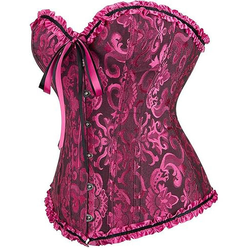 Womens Fashion Satin Classic Sweetheart Brocade Overbust Corset