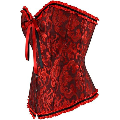 Womens Fashion Satin Classic Sweetheart Brocade Overbust Corset