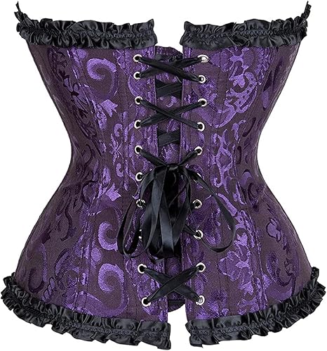 Womens Fashion Satin Classic Sweetheart Brocade Overbust Corset