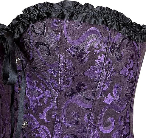Womens Fashion Satin Classic Sweetheart Brocade Overbust Corset