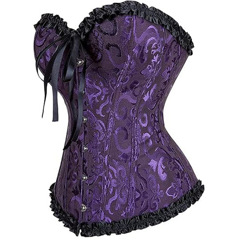 Womens Fashion Satin Classic Sweetheart Brocade Overbust Corset
