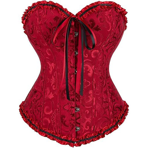 Womens Fashion Satin Classic Sweetheart Brocade Overbust Corset