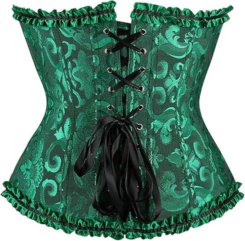 Womens Fashion Satin Classic Sweetheart Brocade Overbust Corset