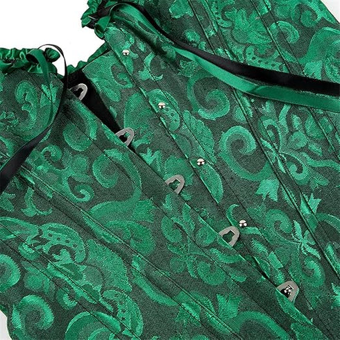 Womens Fashion Satin Classic Sweetheart Brocade Overbust Corset