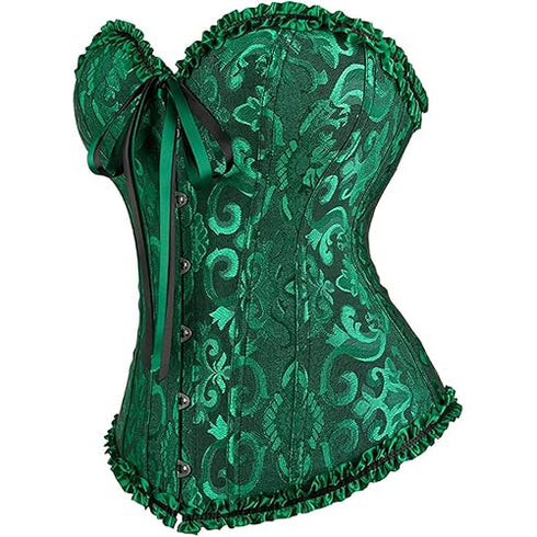 Womens Fashion Satin Classic Sweetheart Brocade Overbust Corset
