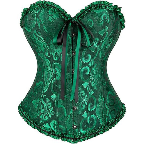 Womens Fashion Satin Classic Sweetheart Brocade Overbust Corset
