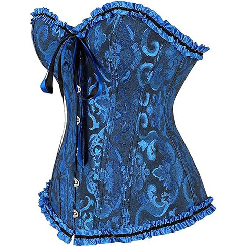 Womens Fashion Satin Classic Sweetheart Brocade Overbust Corset
