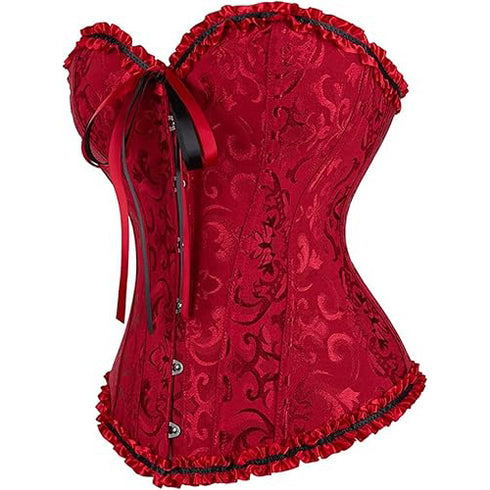 Womens Fashion Satin Classic Sweetheart Brocade Overbust Corset
