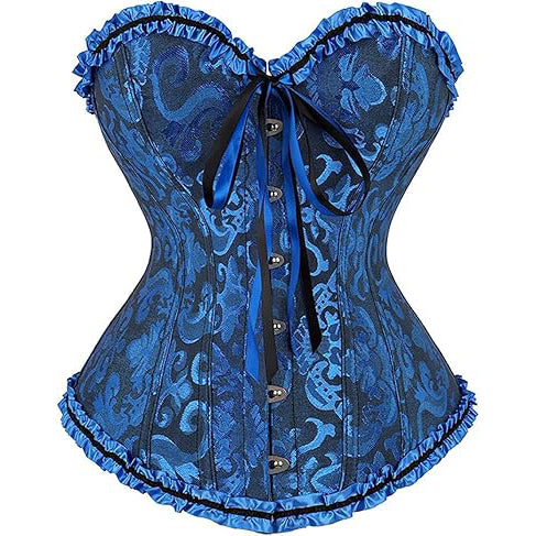 Womens Fashion Satin Classic Sweetheart Brocade Overbust Corset