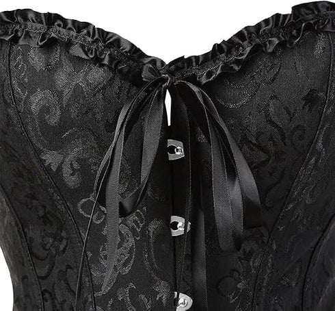 Womens Fashion Satin Classic Sweetheart Brocade Overbust Corset