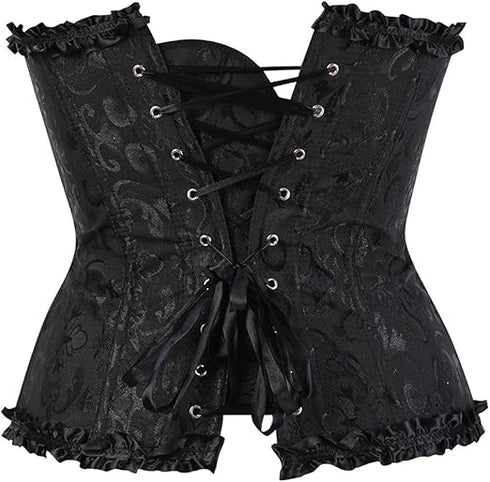 Womens Fashion Satin Classic Sweetheart Brocade Overbust Corset