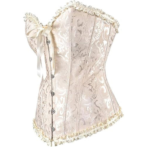 Womens Fashion Satin Classic Sweetheart Brocade Overbust Corset