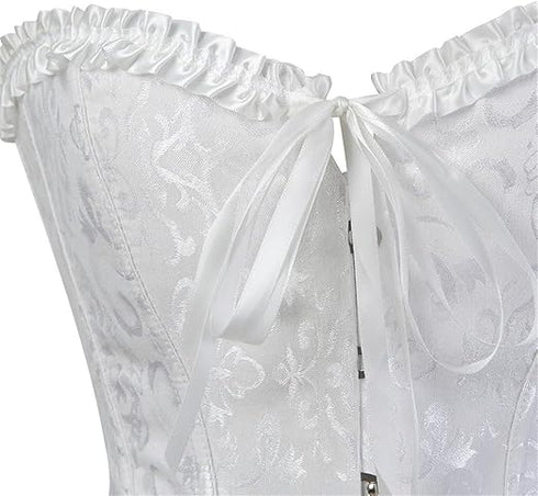 Womens Fashion Satin Classic Sweetheart Brocade Overbust Corset