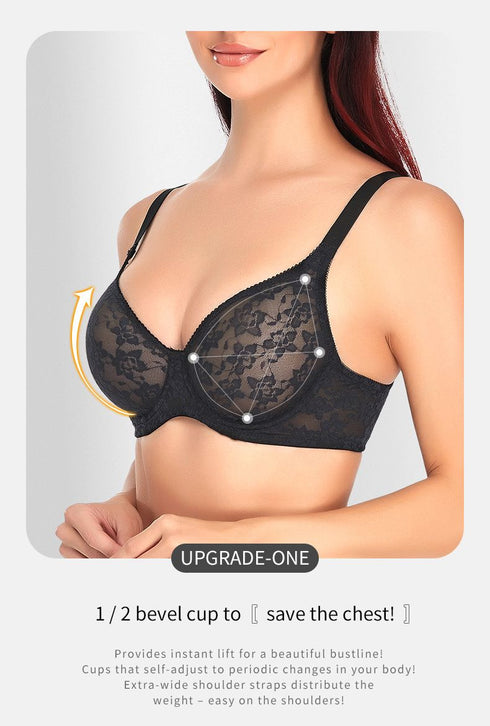 Womens One Smooth Plus Size Underwire Lace Bra Smoothing Comfortable Bra
