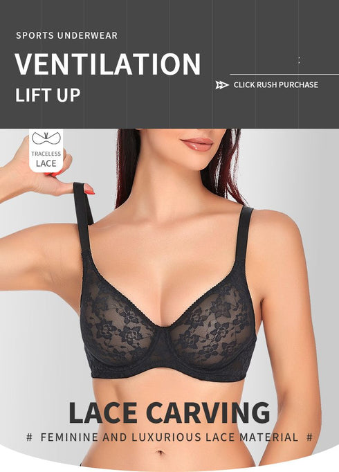 Womens One Smooth Plus Size Underwire Lace Bra Smoothing Comfortable Bra