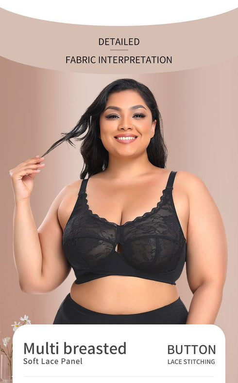 Womens Wireless Lace Plus Size Bras Ultra Thin Full Coverage Unlined Sexy Bralette