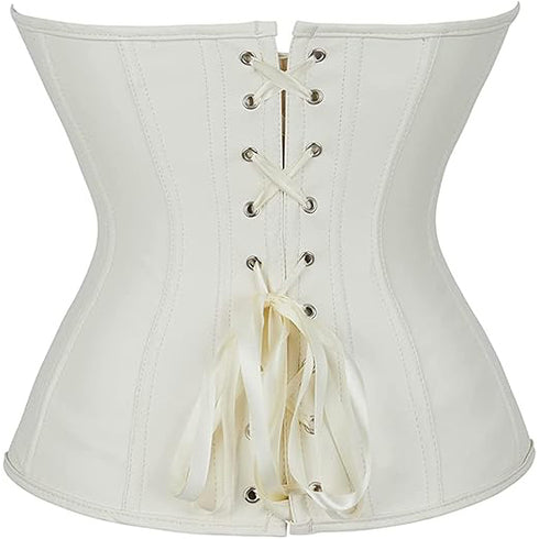 Zipper Front Faux Leather Overbust Corset Bustier Tops