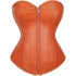 Zipper Front Faux Leather Overbust Corset Bustier Tops