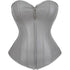 Zipper Front Faux Leather Overbust Corset Bustier Tops