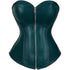 Zipper Front Faux Leather Overbust Corset Bustier Tops